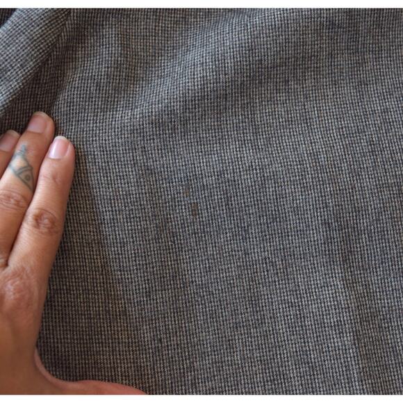 Vintage Dark Wool Microplaid Cropped Pleated Trousers Size 8 - 100% Merino Wool - Picture 7 of 7